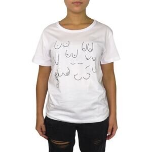 Love Your Boobies Breast White Graphic T-Shirt Extra Large